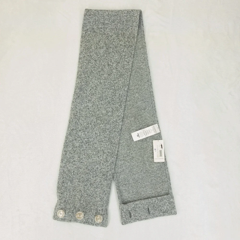 Patagonia Better Sweater Scarf Womens OS Birch White Gray Button Knit Fleece New